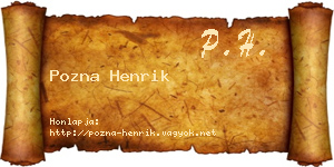 Pozna Henrik névjegykártya